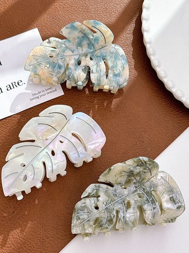 Green Leaf Hair Clips Plant Acetate Large Hair Claw Crab Hair Clip Hair Decor N - Picture 7 of 18
