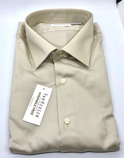 Van Heusen Almond Wrinkle Dress Shirt 