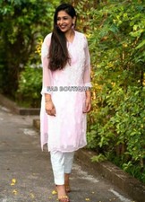 Handmade Chikankari Georgette Kurta Pant Set Ethnic Wear Salwar Kameez Dress set