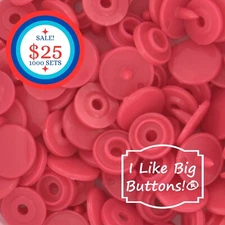 1000 Sets KAM Snaps: HOT PINK-Size 16/T3-Plastic Snap Buttons Sewing Crafts