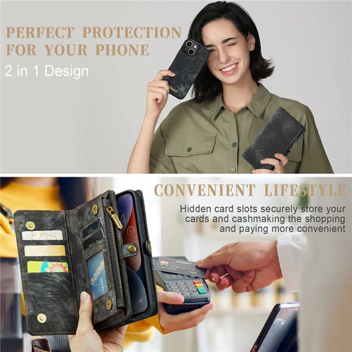 Leder Handyhülle für iPhone 16 15 14 13 12 Pro/Max Magnet Tasche Schutz Wallet - Bild 6 von 64