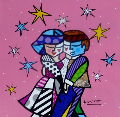 Romero Britto Gefühl Good (Rosa) Handsigniert Lim.ed Leinen Brazilian Künstler