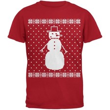 Big Snowman Ugly Christmas Sweater Red Youth T-Shirt