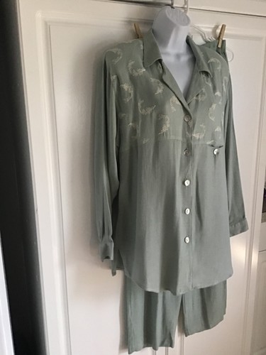 New Women’s Carole Katz Blazer/Pant set size Medium Knit Style Green+ - Picture 3 of 9