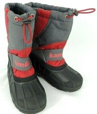 Kamik Youth Snow Boots US 11 EUR 28 Stormy Black Gray Red Waterproof Felt Pack