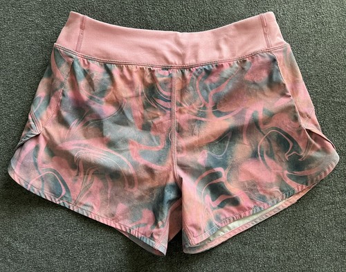 Athleta Girl Girls Run The World 3” Shorts Size L 12 Glow Abstract Pink Gray - Picture 2 of 17
