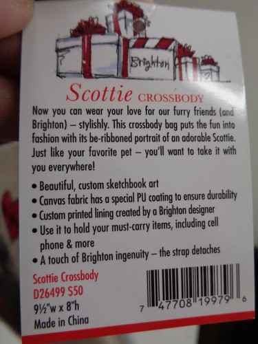 Brighton Scottie Crossbody Canvas Purse Bag D26499 Detachable Strap NEW $50 - Picture 2 of 2