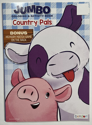 Bendon Jumbo Country Pals Coloring Activity Book Farm Animals Kids New 80 Pages