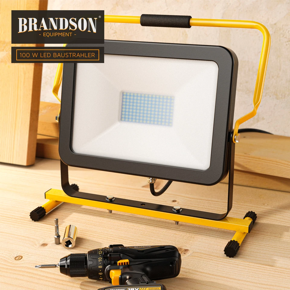 Baustrahler Brandson 100W LED Profi Arbeitsleuchte Arbeitsscheinwerfer IP65 - Bild 4 von 4