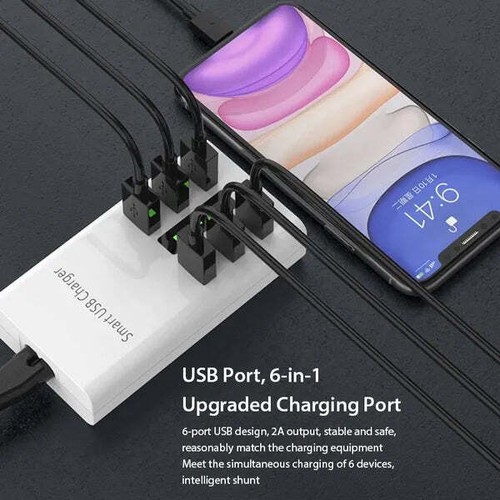 30W Universal 6 in 1 Port USB Handy Ladegerät Reise Power Schnell Ladestation - Bild 3 von 10