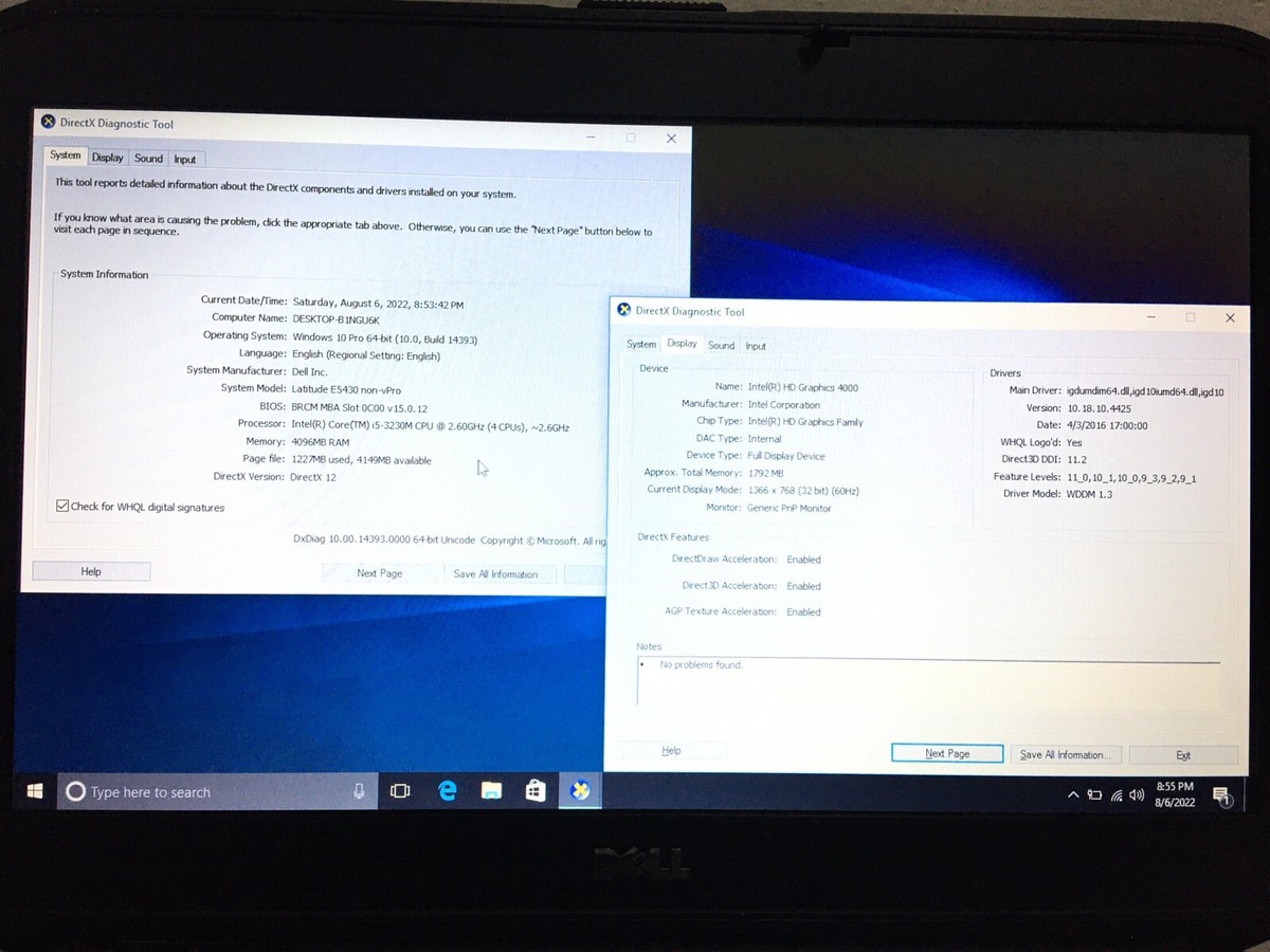 DELL LATITUDE E5430 LAPTOP WINDOWS 10 PRO i5 2.6GHz 4GB