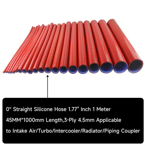 High temperature 3-ply reinforced 45mm ID straight silicone hose 1m length - Picture 7 of 8