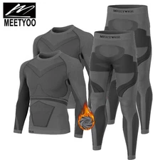 MEETYOO 2 Sets of Thermal Underwear Men’s Long Johns Base Layer Fleece Lined Ski