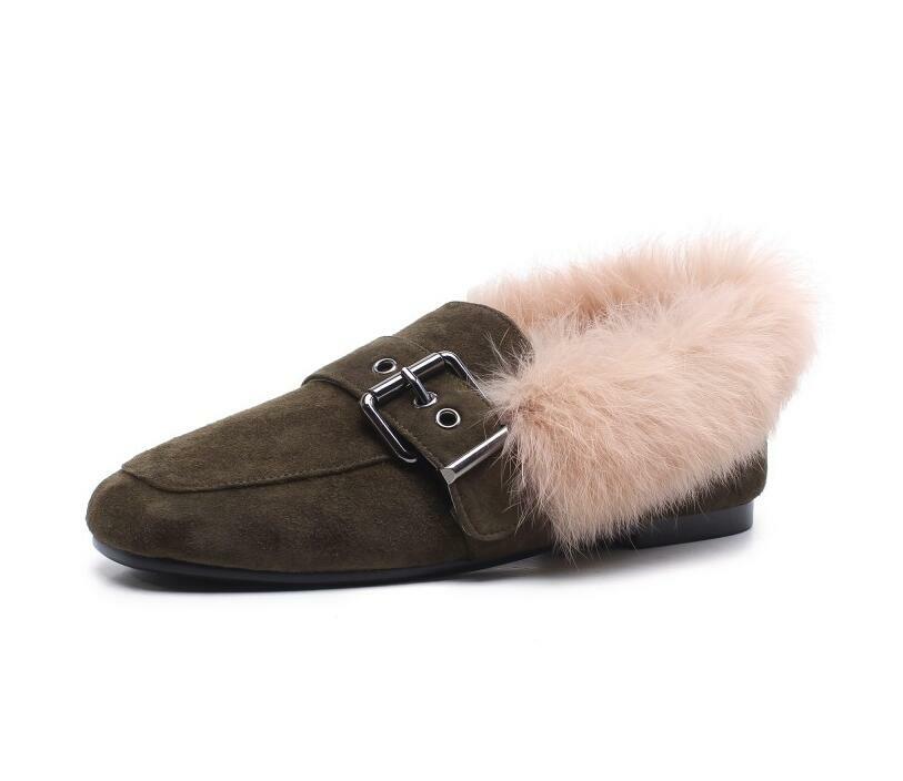 Women Rabbit Fur Lining Real Leather 