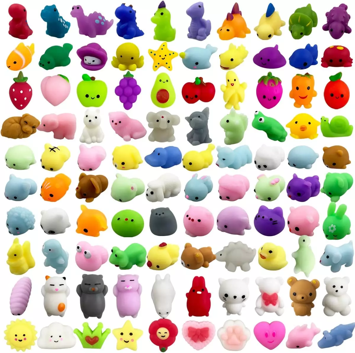 100 PCS Mochi Squishy Toys Kawaii Squishies Stress Relief Toys