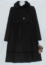 Rothschild Girls Faux Fur Collar Dressy Winter Coat  Hat Black 6X NWT