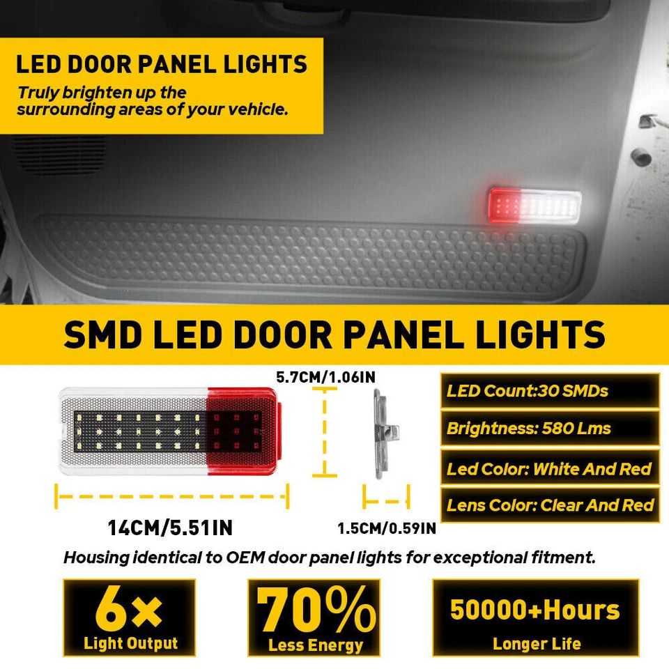 2x Interior Door Panel Light Reflector For 99-07 Ford Super Duty F250 F350 F450 Foto 4 de 4