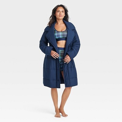 Womens Short Quilted Robe - Auden Navy Blue M/L