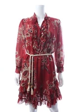 Zimmermann Juno Ruffled Floral Printed Cotton and Silk-Blend Mini Dress / Red