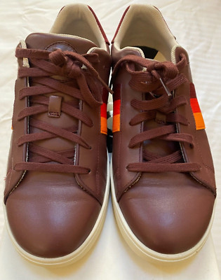 PAUL & SHARK  - Trainers Lawn Leather Sneakers - Dark Burgundy Mono Lux - MEN 10