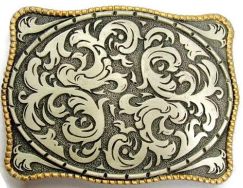 Hebilla de cinturón de plata Western Storming acentos grabados florales borde enrollado - Imagen 10 de 10