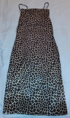 Divided H&M Silky Satin Leopard Print Slip Night Dress Long Strap Gown 