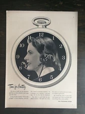 Vintage 1952 Bell Telephone System Clock Full Page Original Ad 1221 A2