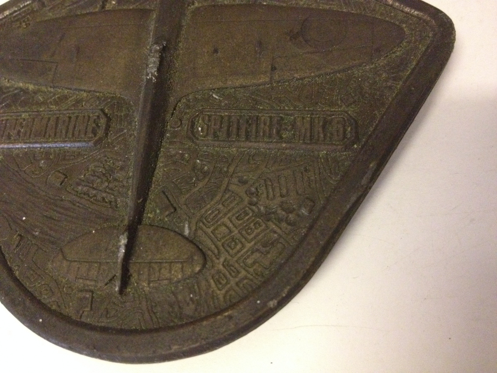 Vintage 1976 Bergamot Brass Works Belt Buckle Super Marine Spitfire MK5 Plane