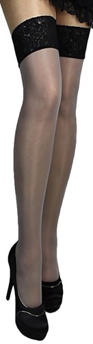 Halterlose Strümpfe Spitzenband breite Spitze Farben mit Lycra Gr S-XXL Naht EU - Bild 40 von 53