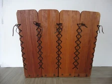 VTG Handmade Wooden Laced Magazine Rack Basket Folk Rustic Country Decor