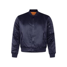 MA1 Giacca Fitted US Air Force Flight Bomber Slim Imbottita Pilota Cappotto Raso Navy