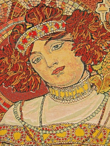 NEW ALPHONSE MUCHA SEASONS "AUTUMN" 60" X 26" BELGIAN TAPESTRY WALL HANGING - Picture 8 of 10