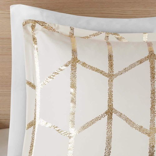 Intelligent Design Comforter Set 90" x 90" Full/Queen Polyester Gold 5-Piece - Picture 2 of 7
