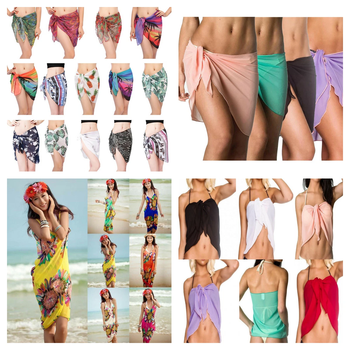 Sarong Swim Beach Skirt Wrap Bikini Cover Up Swimwear Dress Tube Top Sexy  Dress