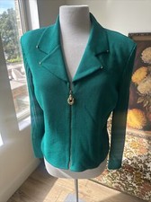 St.john Kelly Green Jacket And Knit Pants Set Size 12