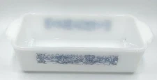 Vintage Currier & Ives Loaf Pan Harvest Time Print Milk Glass 10-1/2"