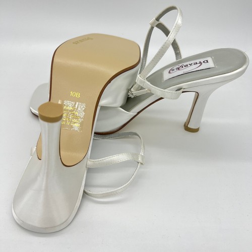 Sandalo Tinnante Donna Super Morbido Satino Fibbia Slingback Nodo Bianco Satinato 10B - Foto 8 di 11