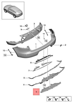 Genuine PORSCHE Macan 95B Impact Protection Lower Rear Black  