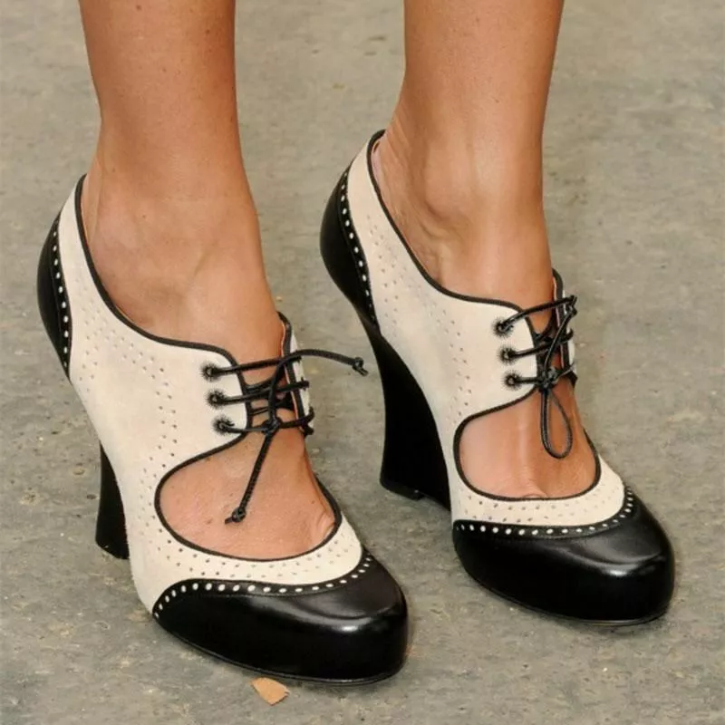 Block High Heels Mary Jane Shoes Retro Lace Up Pumps British Sandals Chic Womens