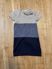H M Dress Girl 6-8 Short Sleeved Color Block Pullover Sparkles EUC