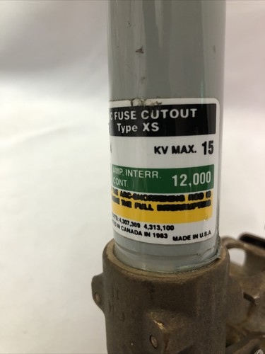 S & C FUSE CUTOUT TYPE XS KV NOM. 14.4 KV MAX 15 REPLACEMENT TUBE - Picture 4 of 7