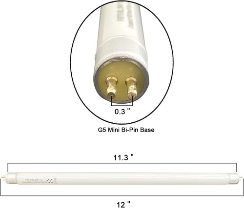 (2Pack) F8T5/BL 12 Inch Replacement Black Light Bulb, G5 Base, T5 F8W BL368 UVA - Picture 2 of 11