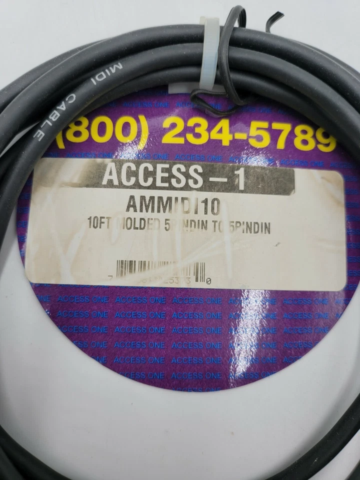 Access One - Cable MIDI de 10 pies de 5 pines a 5 pines - Negro - Nuevo Foto 3 de 3