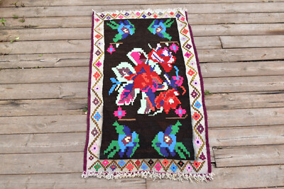 Türkischer Kelim Teppich 21 Zoll x 38 Zoll Handgewebt Karabag Kelim 55 x 98 c...