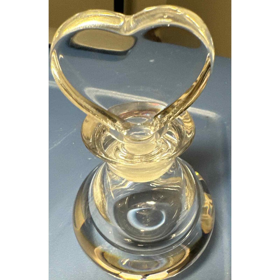 Orrefors Sweden Thick Art Glass Perfume Bottle With Heart Stopper