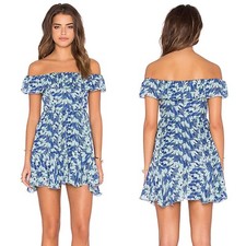 NEW Loveshackfancy Dress Izzy Ruffle Mini Silk Dress In Turquoise Size Medium