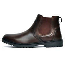 REAL LEATHER Oaktrak Mens Slip On Dealer Chelsea Ankle Smart Outdoor Boots