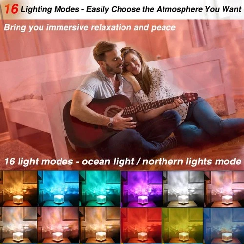 RGB Cube Northern Lights 16 Colour Aurora Projector Lamp Ocean Wave Night Lights - Bild 2 von 21