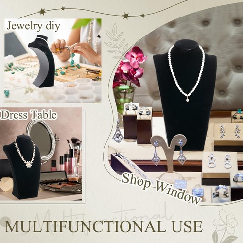 3 Pcs Velvet Jewelry Display Bust Necklace Display Stand Necklace Mannequin H... - Picture 5 of 6