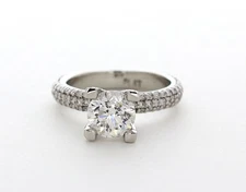 Side Stone Engagement Ring Solid Platinum 2.94 CT Round Lab-Grown Diamond E SI1